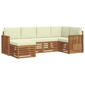 Rohová sofa sada s polštářem 6 pcs Přirozená a Krémová - obrázek 2