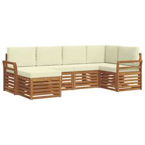 Rohová sofa sada s polštářem 6 pcs Přirozená a Krémová - obrázek 2