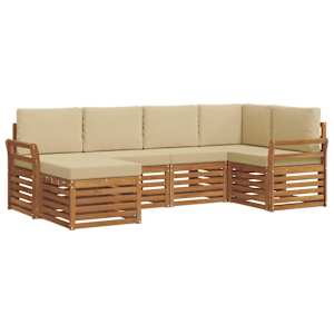 Rohová sofa sada 6 pcs Přirozená a Béžová Masivní akátové dřevo - obrázek 2