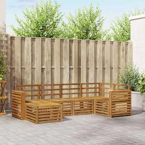 Kotna sedežna garnitura 6 pcs Naravna Masiven les akacije