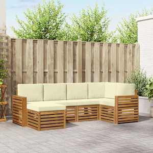 Rohová sofa sada s polštářem 6 pcs Přirozená a Krémová - obrázek 1