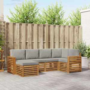 Kotna sedežna garnitura z blazino 6 pcs Naravna in svetlo siva