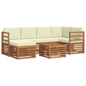 Rohová sofa sada s polštářem 7 pcs Přirozená a Krémová - obrázek 2