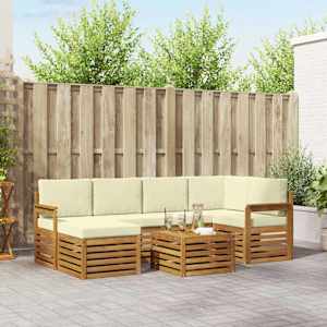 Kotna sedežna garnitura z blazino 7 pcs Naravna in smetana