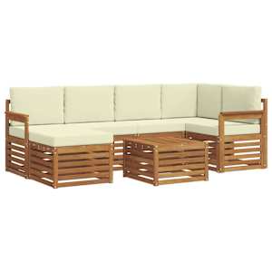 Rohová sofa sada s polštářem 7 pcs Přirozená a Krémová - obrázek 2