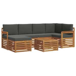 Rohová sofa sada s polštářem 7 pcs Přirozená a Anthracitová - obrázek 2