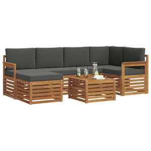 Rohová sofa sada s polštářem 7 pcs Přirozená a Anthracitová - obrázek 3