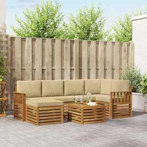 Kotna sedežna garnitura z blazino 7 pcs Naravna in bež