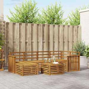 Kotna sedežna garnitura 7 pcs Naravna Masiven les akacije