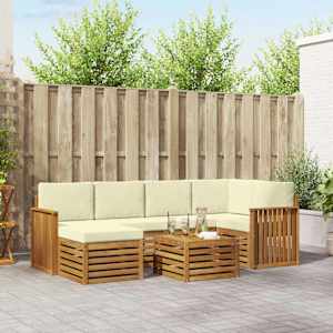 Kotna sedežna garnitura z blazino 7 pcs Naravna in smetana