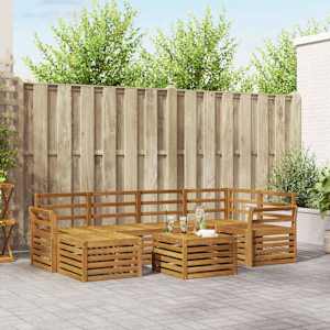 Kotna sedežna garnitura 7 pcs Naravna Masiven les akacije