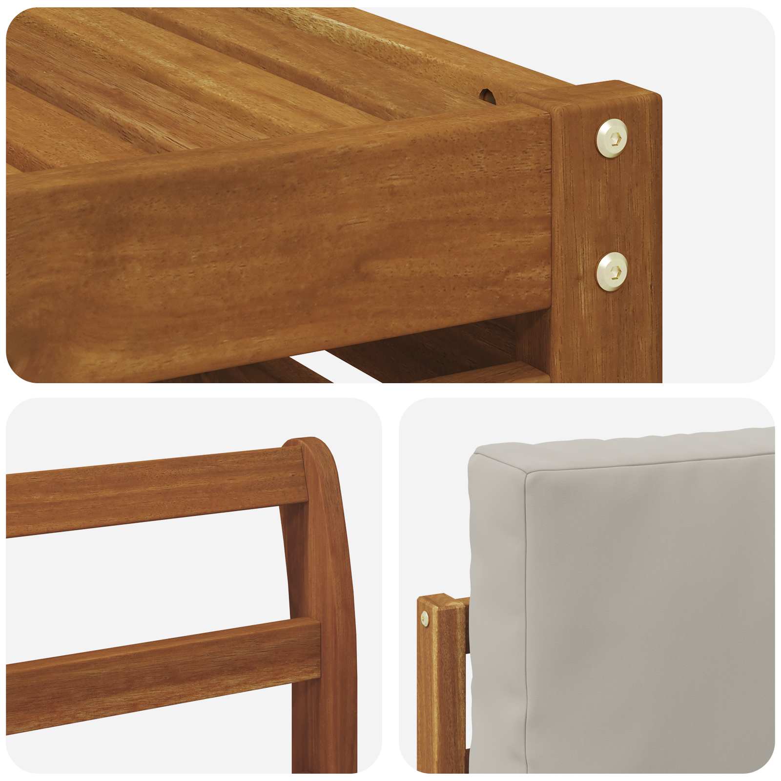 Sofa-Sets 7 pcs Natuurlijk en Lichtgrijs Massief Acaciahout image 8