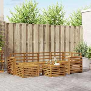 Kotna sedežna garnitura 7 pcs Naravna Masiven les akacije