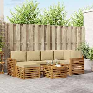 Kotna sedežna garnitura z blazino 7 pcs Naravna in bež