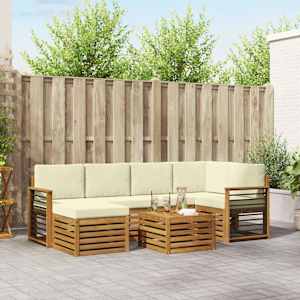 Kotna sedežna garnitura z blazino 7 pcs Naravna in smetana