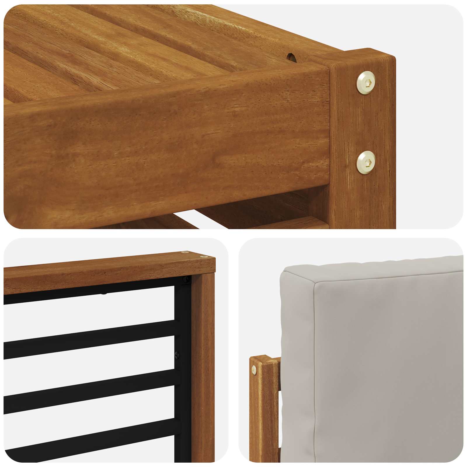 Sofa-Sets 7 pcs Natuurlijk en Lichtgrijs Massief Acaciahout image 8