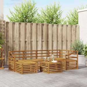 Kotna sedežna garnitura 7 pcs Naravna Masiven les akacije