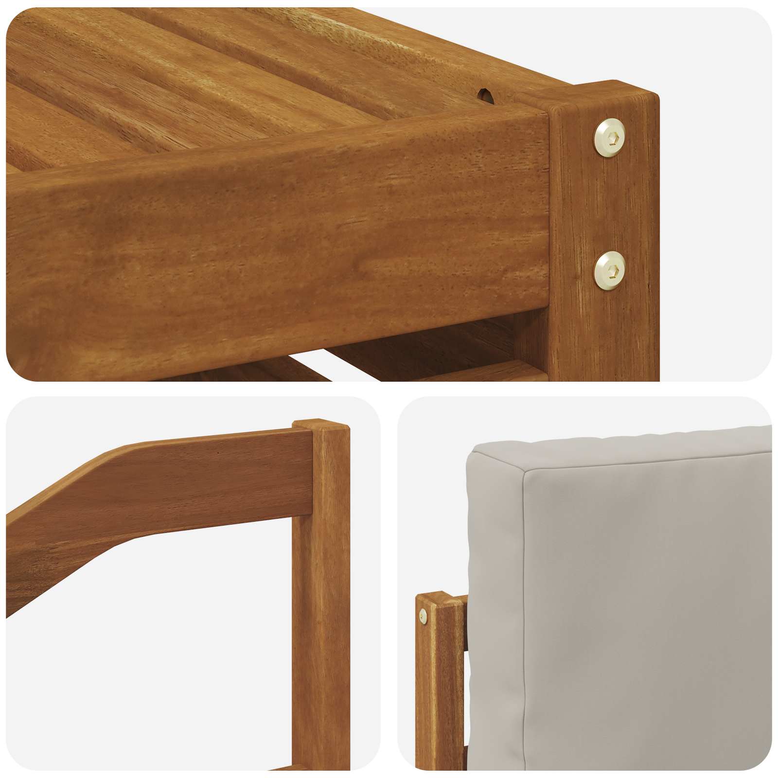 Sofa-Sets 7 pcs Natuurlijk en Lichtgrijs Massief Acaciahout image 8