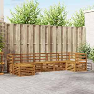 Kotna sedežna garnitura 7 pcs Naravna Masiven les akacije