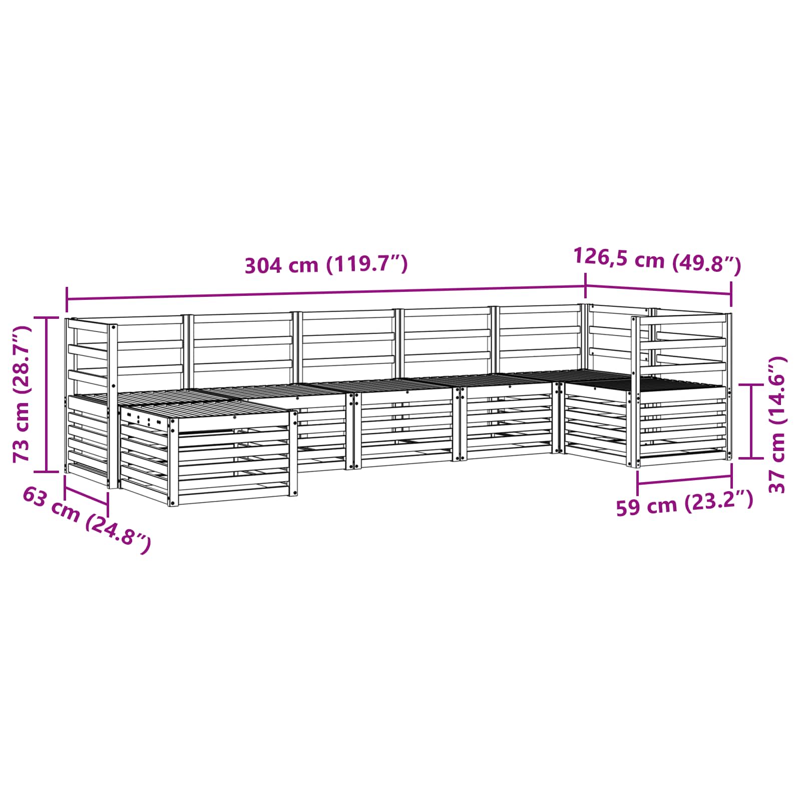 Sofa-Sets 7 pcs Naturel Massief Acaciahout image 9