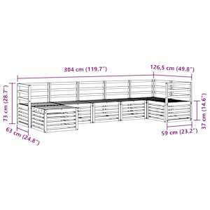 Rohová sofa sada 7 pcs Přírodní Masivní akátové dřevo - obrázek 10