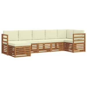 Rohová sofa sada s polštářem 7 pcs Přirozená a Krémová - obrázek 2
