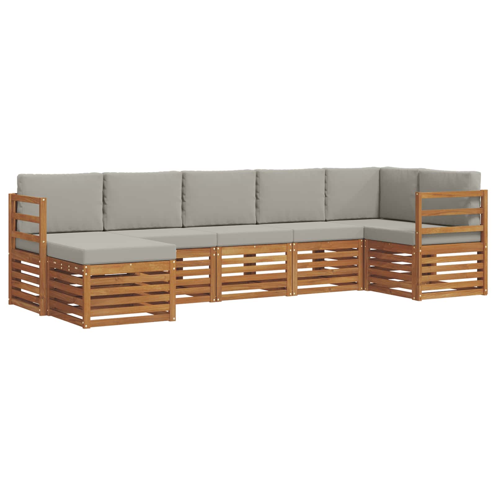 Sofa-Sets 7 pcs Natuurlijk en Lichtgrijs Massief Acaciahout image 2