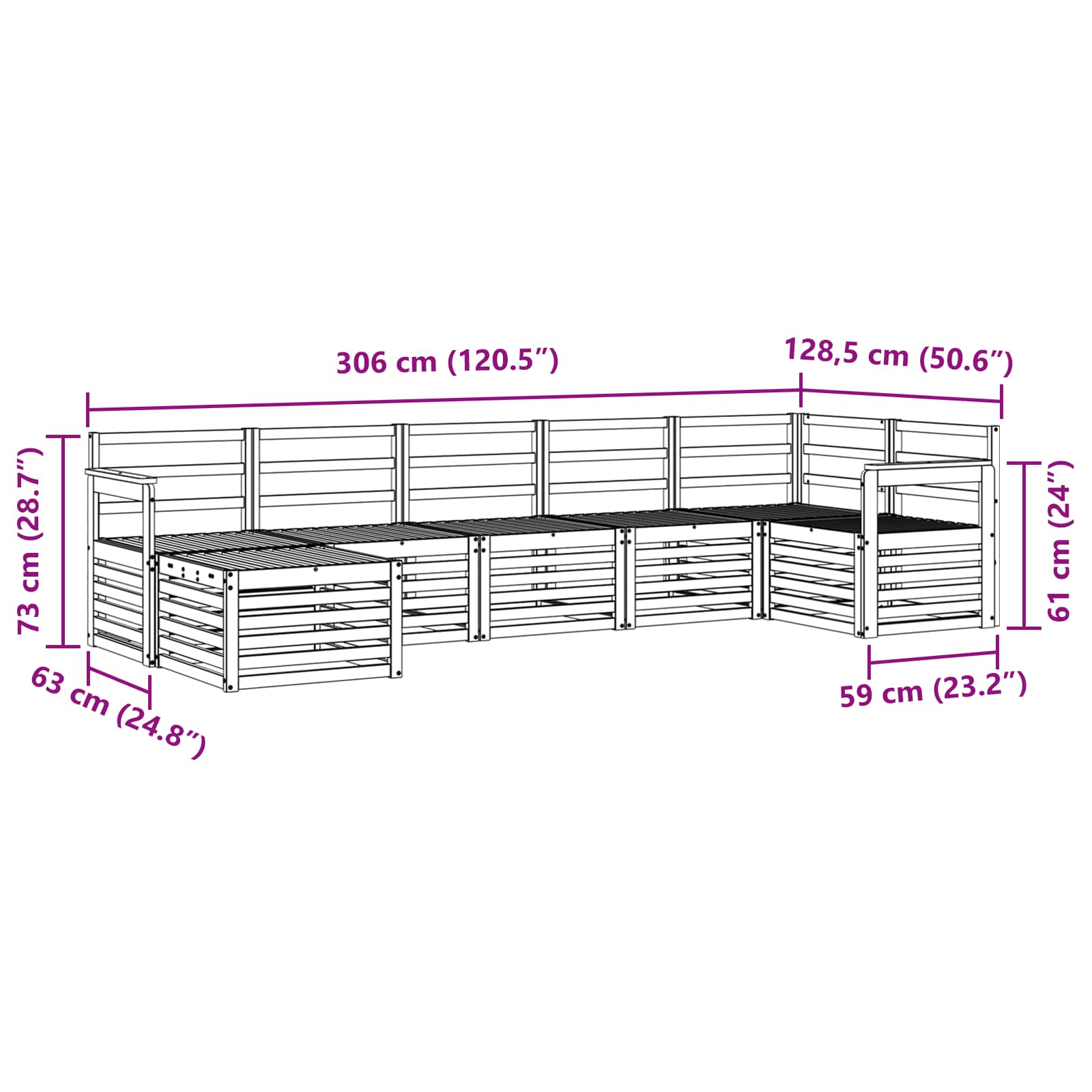 Sofa-Sets 7 pcs Naturel Massief Acaciahout image 8