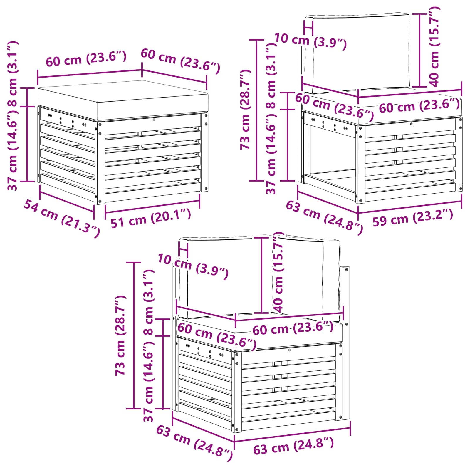 Sofa-Sets 7 pcs Natuurlijk en Lichtgrijs Massief Acaciahout image 9