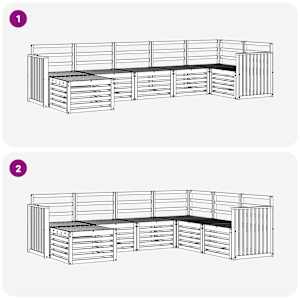 Rohová sofa sada 7 pcs Přírodní Masivní akátové dřevo - obrázek 8