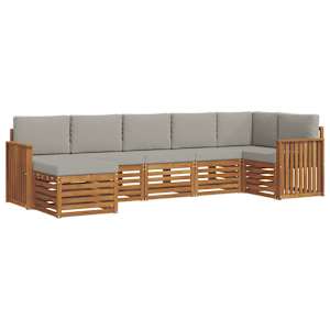 Rohová sofa sada s polštářem 7 pcs Přírodní a světle šedá - obrázek 2
