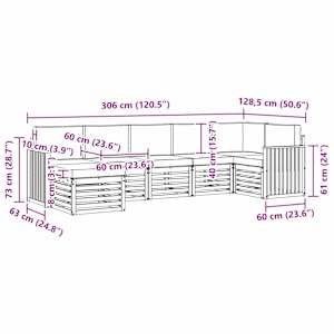 Rohová sofa sada s polštářem 7 pcs Přírodní a světle šedá - obrázek 10