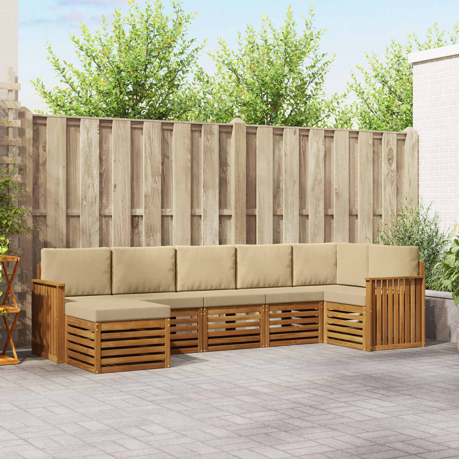 vidaXL Sofagarnituren 7 pcs Natur und Beige Massivholz Akazie