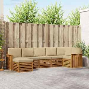 Kotna sedežna garnitura z blazino 7 pcs Naravna in bež