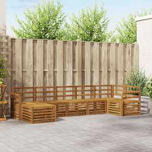 Kotna sedežna garnitura 7 pcs Naravna Masiven les akacije