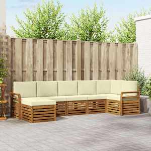 Kotna sedežna garnitura z blazino 7 pcs Naravna in smetana