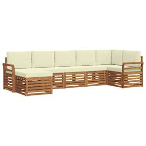Rohová sofa sada s polštářem 7 pcs Přirozená a Krémová - obrázek 2
