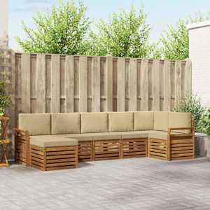 Kotna sedežna garnitura z blazino 7 pcs Naravna in bež