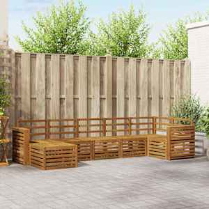 Kotna sedežna garnitura 7 pcs Naravna Masiven les akacije