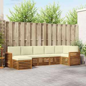 Rohová sofa sada s polštářem 7 pcs Přirozená a Krémová - obrázek 1