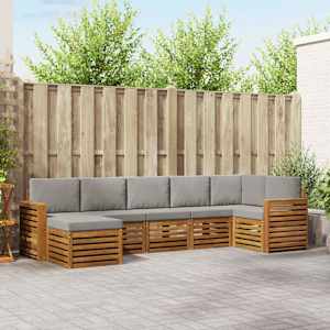 Kotna sedežna garnitura z blazino 7 pcs Naravna in svetlo siva