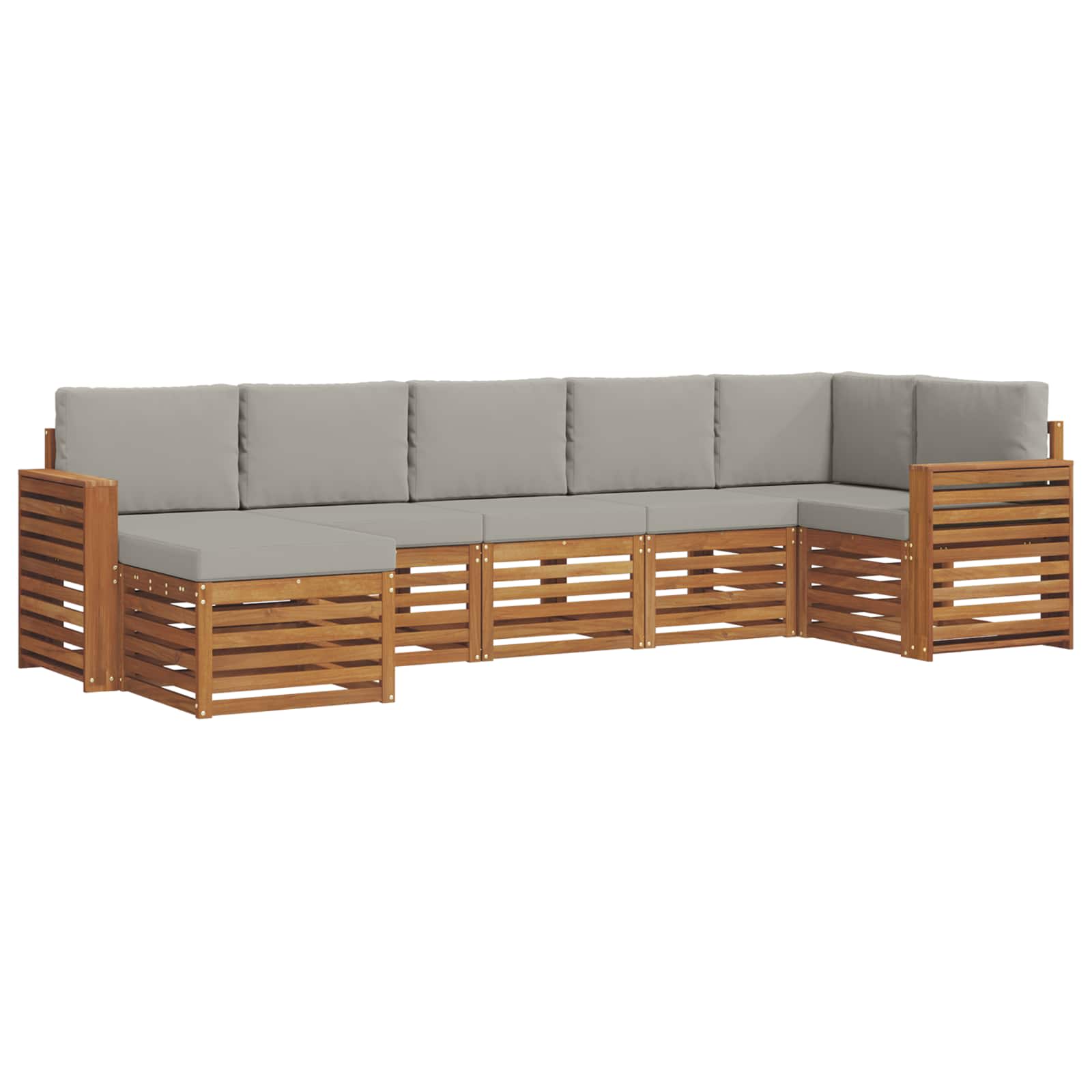Sofa-Sets 7 pcs Natuurlijk en Lichtgrijs Massief Acaciahout image 2