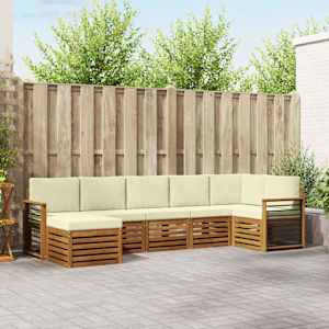 Kotna sedežna garnitura z blazino 7 pcs Naravna in smetana