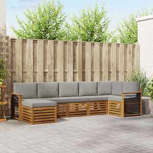 Kotna sedežna garnitura z blazino 7 pcs Naravna in svetlo siva