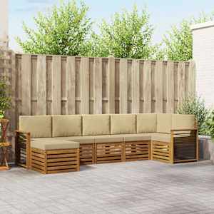 Kotna sedežna garnitura z blazino 7 pcs Naravna in bež