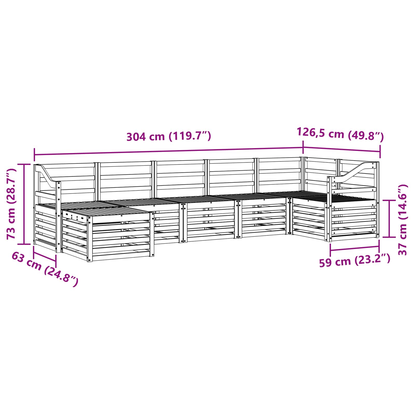 Sofa-Sets 7 pcs Naturel Massief Acaciahout image 9