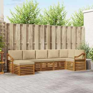 Kotna sedežna garnitura z blazino 7 pcs Naravna in bež