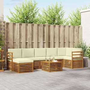 Zunanja garnitura za sedenje z blazino 8 pcs Naravna in smetana