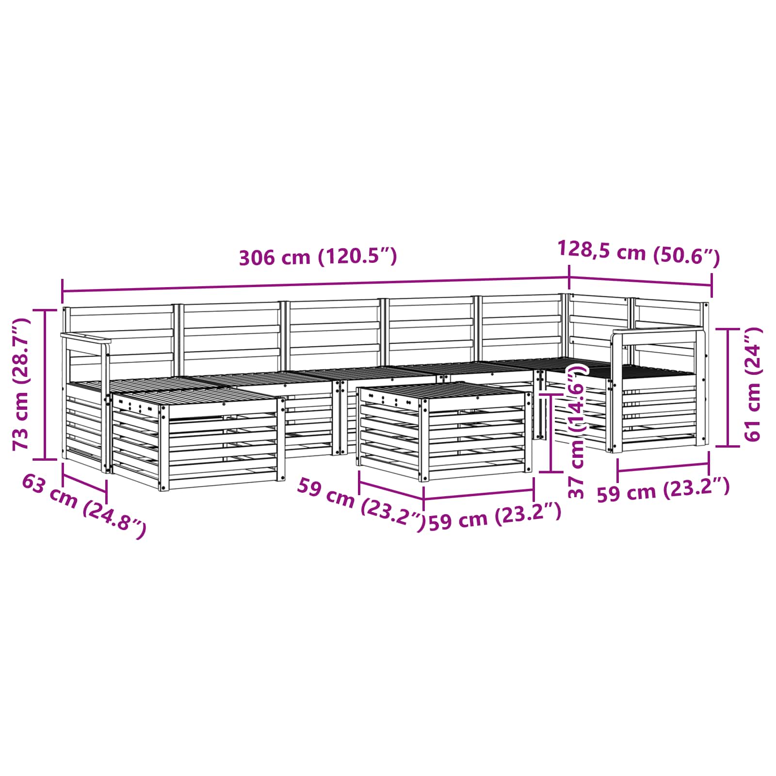 Sofa-Sets 8 pcs Naturel Massief Acaciahout image 10