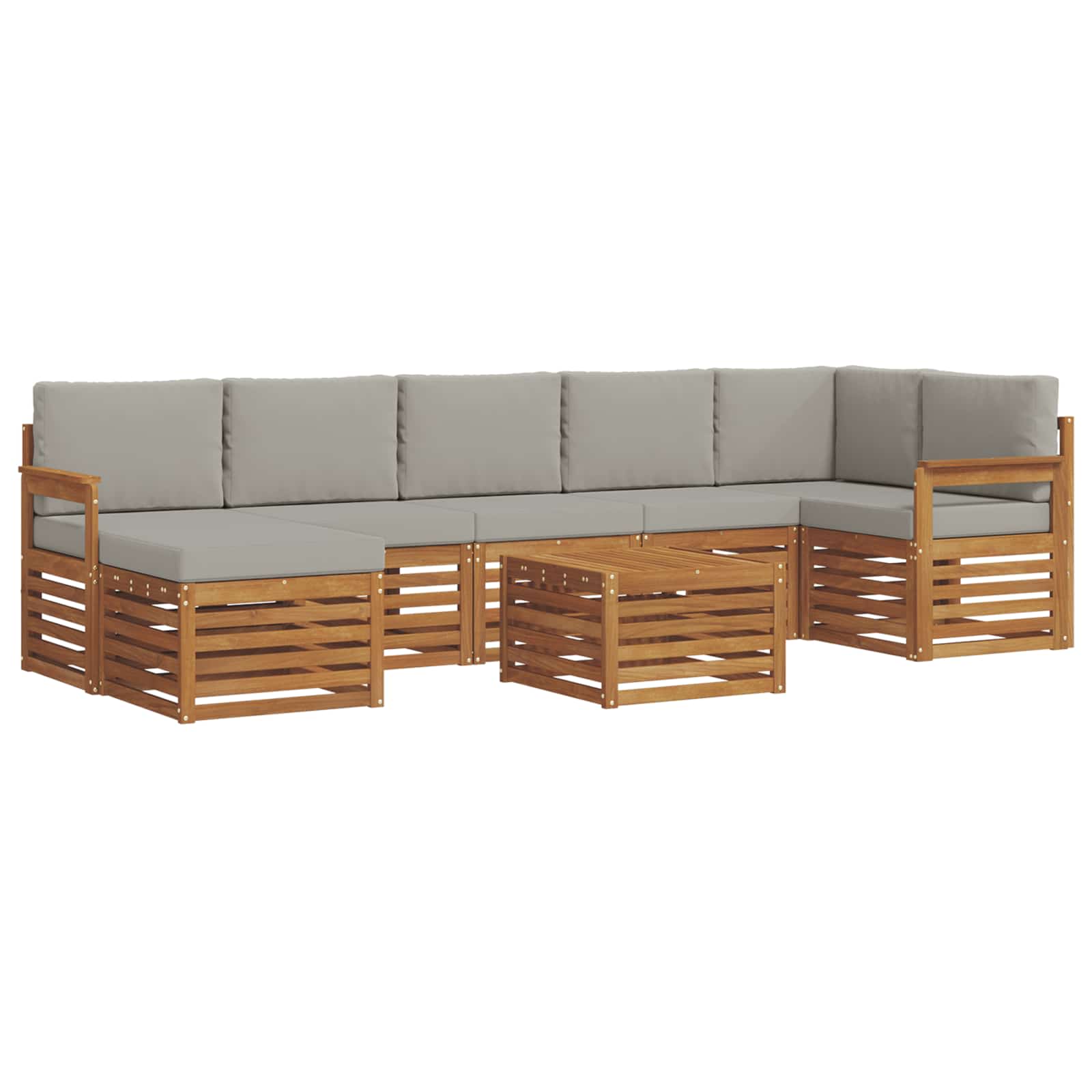 Sofa-Sets 8 pcs Natuurlijk en Lichtgrijs Massief Acaciahout image 2